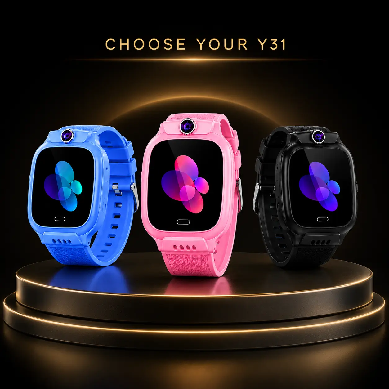 Choose a blue, pink or black Y31 watch
